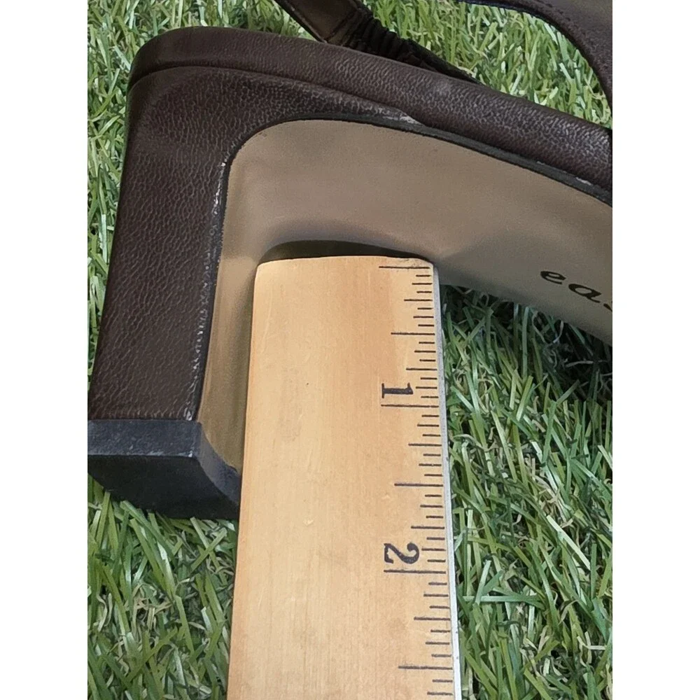 Vintage Easy Spirit ESKASATO Brown Leather Slingback Block Heel Size 6 1/2 NIB - Picture 8 of 16